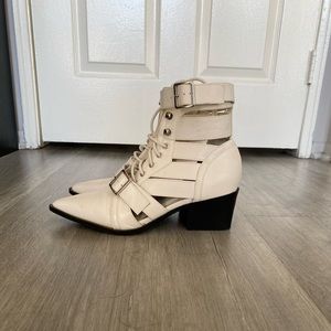White cut out buckle booties size 6.5